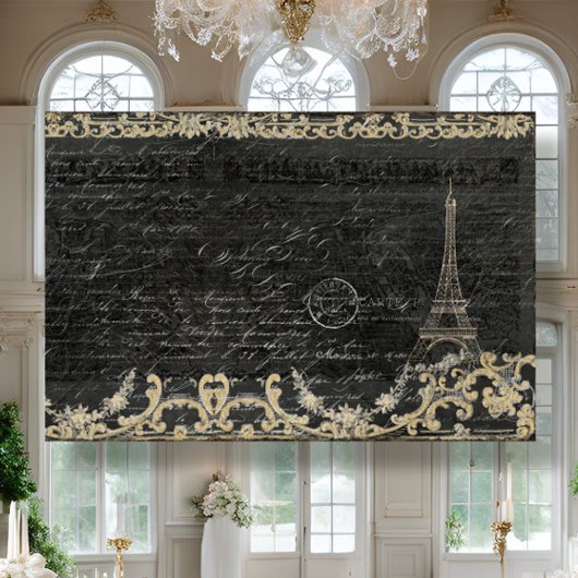 Paris Vintag Eiffel Tower Black Script Decoupage Seidenpapier