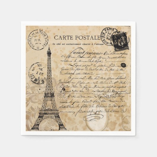 Paris Vintag Eiffelturm Serviette (Vorderseite)