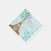 Paris Vintag Französisch schreiben Aqua Napkins Serviette (Ecke)