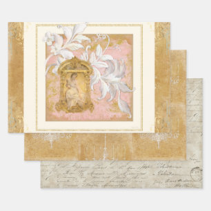 Paris Vintag Gilded Rokoko Ephemera Elegant Woman Geschenkpapier Set
