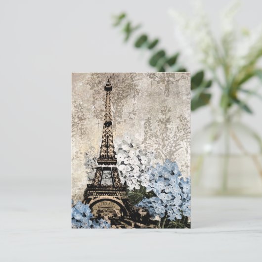 Paris Vintag Hydrangeas Dark Postacard Postkarte (Stehend Vorderseite)