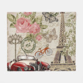 Paris Vintag: Postkartenstil Fleecedecke (Vorderseite (Horizontal))