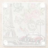 Paris Vintag: Postkartenstil Glasuntersetzer (Rückseite)