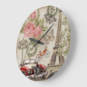 Paris Vintag: Postkartenstil Große Wanduhr (Winkel)