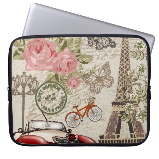 Paris Vintag: Postkartenstil Laptopschutzhülle (Vorderseite)