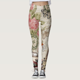 Paris Vintag: Postkartenstil Leggings