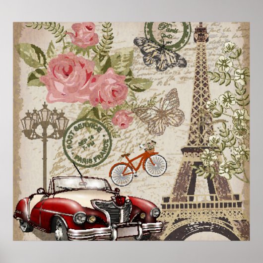 Paris Vintag: Postkartenstil Poster (Vorne)