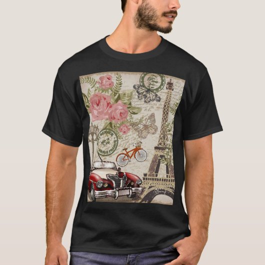 Paris Vintag: Postkartenstil T-Shirt (Vorderseite)