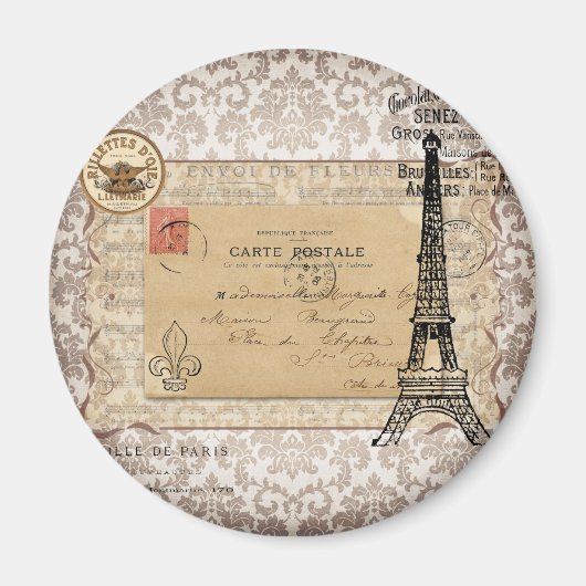 Paris Vintag Shabby Chic Eiffel Tower Magnet (Vorne)