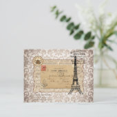 Paris Vintag Shabby Chic Eiffel Tower Postkarte (Stehend Vorderseite)