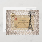 Paris Vintag Shabby Chic Eiffel Tower Postkarte (Vorne/Hinten)