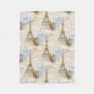 Paris Vintage Blaue Hortensien Fleece-Decke Fleecedecke
