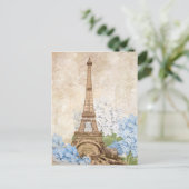 Paris Vintage Blaue Hortensien-Postkarte Postkarte (Stehend Vorderseite)
