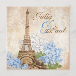 Paris Vintage blaue Hydrangea-Hochzeits-Einladung Einladung