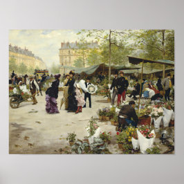 Paris Vintage Blume Market Malerei (Alte Kunst) Poster