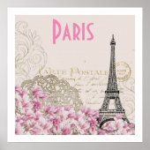 PARIS | Vintage Eiffelturmkarte Poster (Vorne)