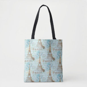 Paris Vintage Französische Schrift Aqua-Tragetasch Tasche