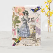 Paris - Vintage Girly Elegance Karte (Gelbe Blume)