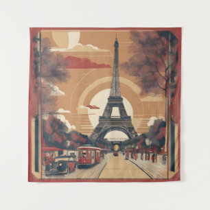 Paris - Vintage Malerei Wandteppich