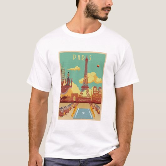 Paris Vintage-Plakat T-Shirt (Vorderseite)