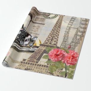 Paris Vintage-Plakat. vintage, plakat, paris, alt, Geschenkpapier