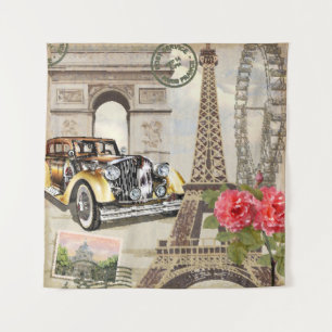 Paris Vintage-Plakat. vintage, plakat, paris, alt, Wandteppich