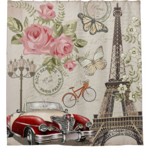 Paris Vintage Postkarte. Duschvorhang