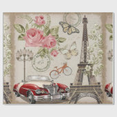 Paris Vintage Postkarte. Geschenkpapier (Flach)