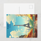 Paris Vintage Reiseplakat Postkarte (Vorne/Hinten)