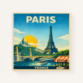 Paris Vintage Reiseposter Notizbuch (Vorderseite)