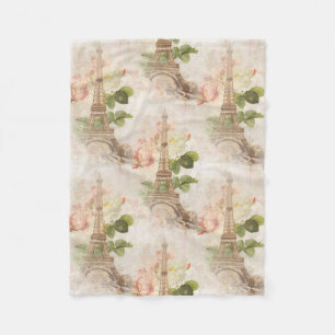 Paris Vintage Rosa Rosen Fleece-Decke Fleecedecke