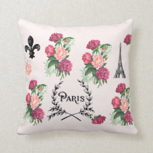 Paris Vintage Rosen Rosa Kissen