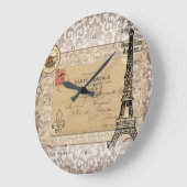 Paris Vintage Shabby Chic Eiffel Tower Große Wanduhr (Winkel)
