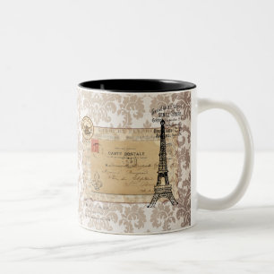 Paris Vintage Shabby Chic Eiffelturm Zweifarbige Tasse