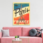 Paris Vintage Travel Canvas Print Leinwanddruck (Insitu (Wohnzimmer))