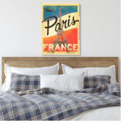 Paris Vintage Travel Canvas Print Leinwanddruck (Insitu (Schlafzimmer))