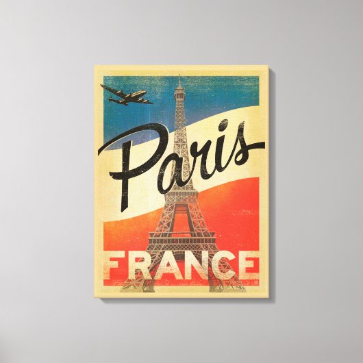 Paris Vintage Travel Canvas Print Leinwanddruck (Vorderseite)