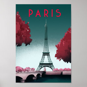 Paris  Vintage Travel Poster  Erweiterte Matte Pap