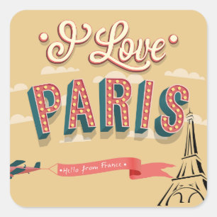 Paris Vintage Travel Quadratischer Aufkleber