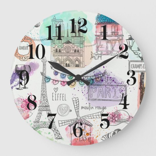 Paris Wall Clock Große Wanduhr (Vorderseite)