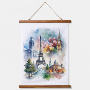 Paris Wandteppich Mit Holzrahmen