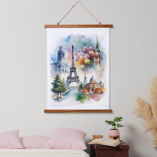 Paris Wandteppich Mit Holzrahmen (Schlafzimmer)