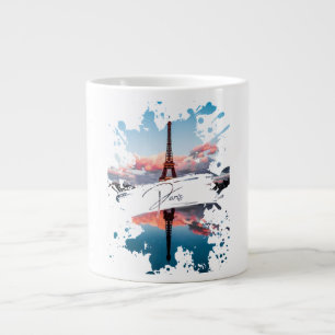 Paris-Wasserfarbe-Splash-Art-Tasse Eiffelturm Jumbo-Tasse