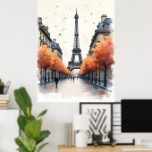 Paris Wasserfarbenart Poster (Heimbüro)