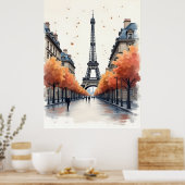 Paris Wasserfarbenart Poster (Küche)