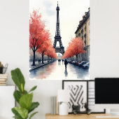 Paris Wasserfarbenart Poster (Heimbüro)
