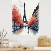 Paris Wasserfarbenart Poster (Küche)