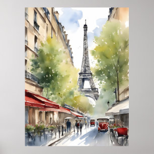 Paris Wasserfarbenart Poster