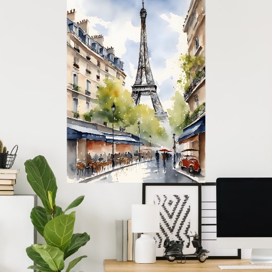 Paris Wasserfarbenart Poster (Heimbüro)
