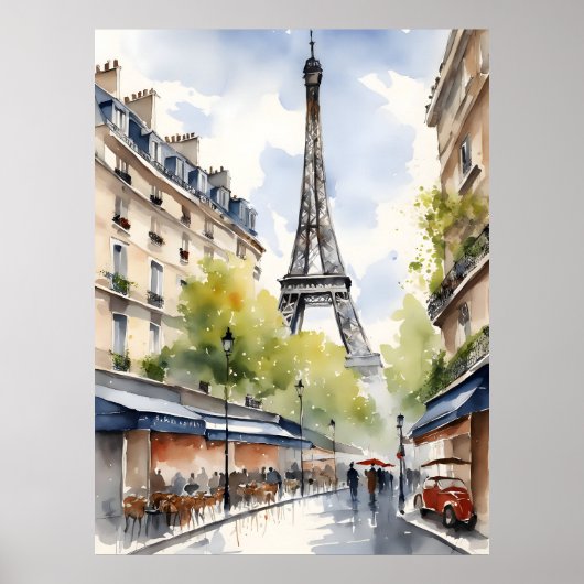 Paris Wasserfarbenart Poster (Vorne)